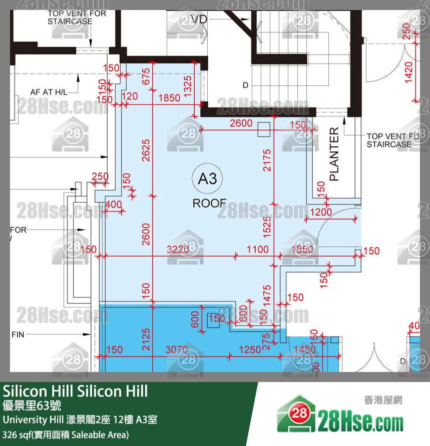 Silicon Hill,  Flat A3, 12/f, Marina Tower 2, University Hill Phase 2a FloorPlan
