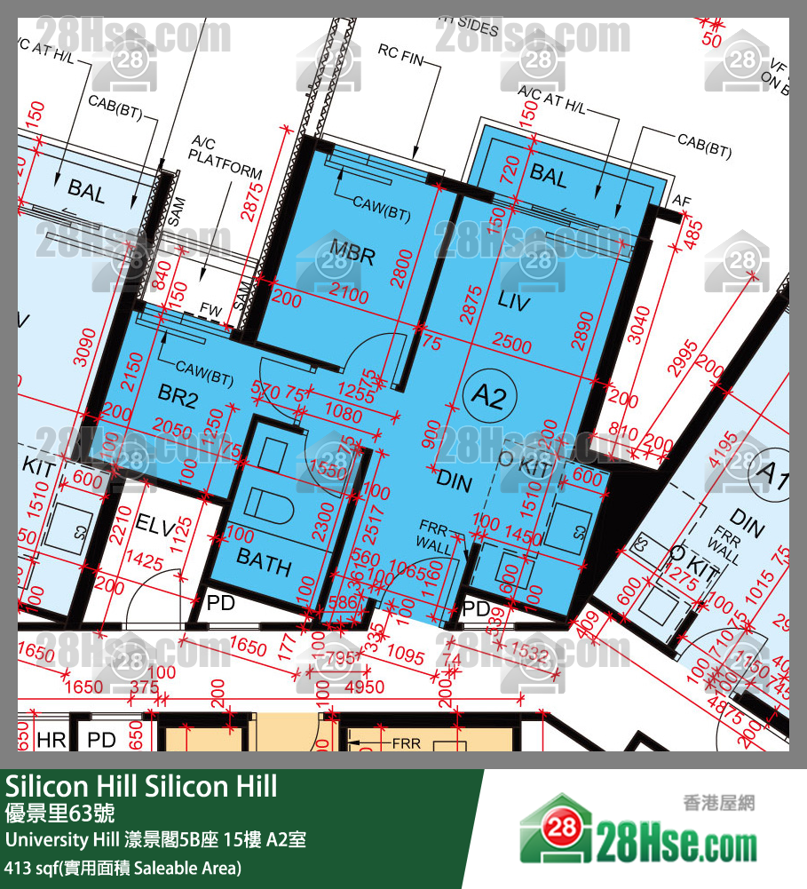 Silicon Hill,  Flat A2, 15/f, Marina Tower 5b, University Hill Phase 2a FloorPlan