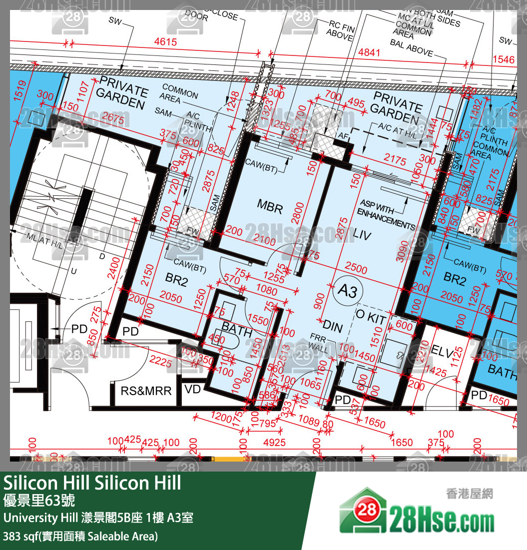 Silicon Hill University Hill 2A期 漾景閣5B座 1樓 A3室 平面圖