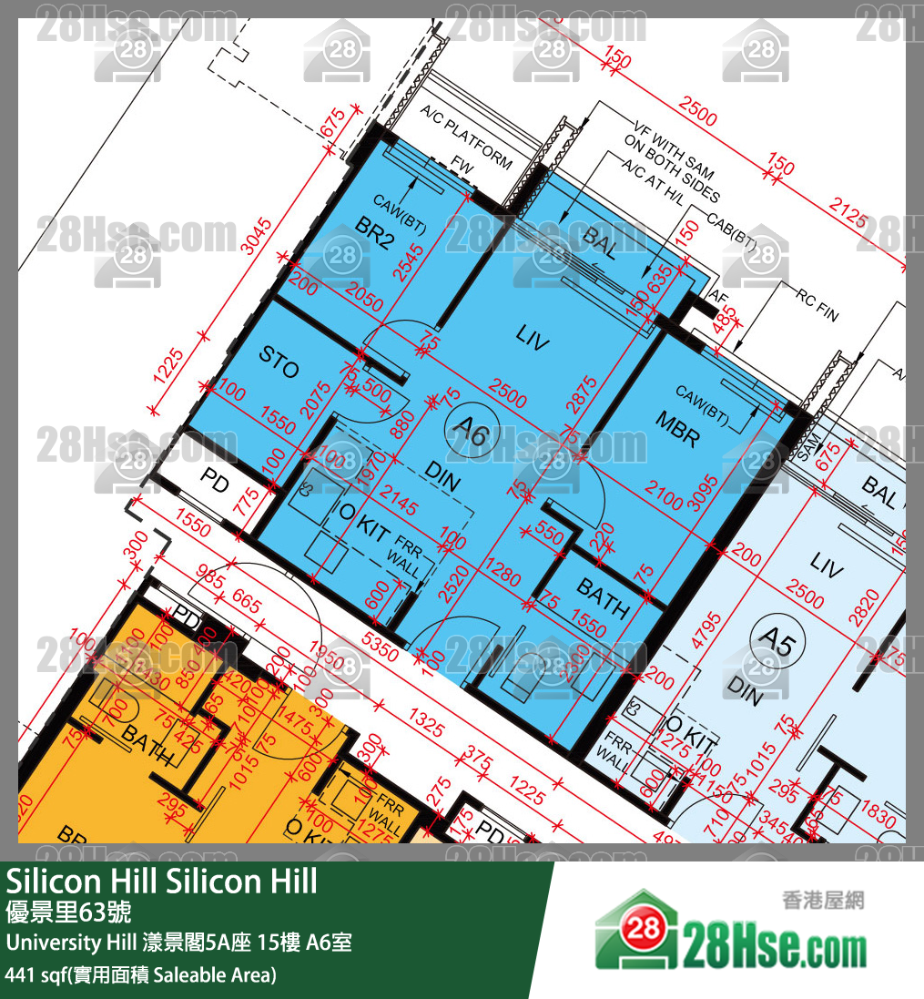 Silicon Hill,  Flat A6, 15/f, Marina Tower 5a, University Hill Phase 2a FloorPlan