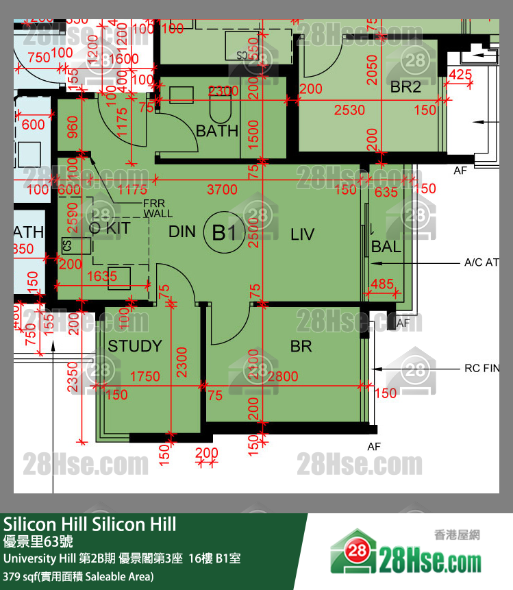 Silicon Hill University Hill 2B期 優景閣第3座  16樓 B1室 平面圖