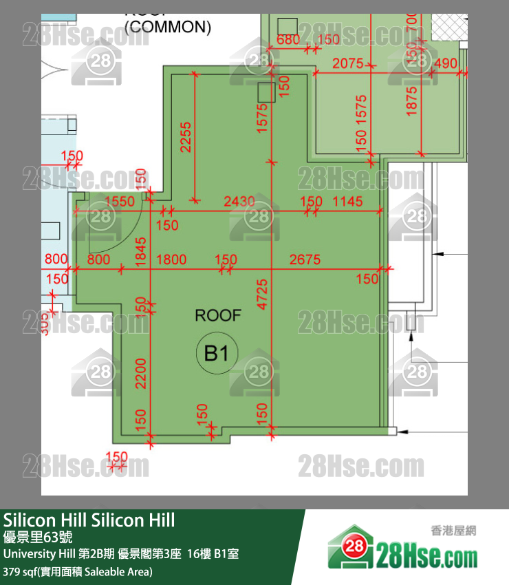 Silicon Hill University Hill 2B期 優景閣第3座  16樓 B1室 平面圖