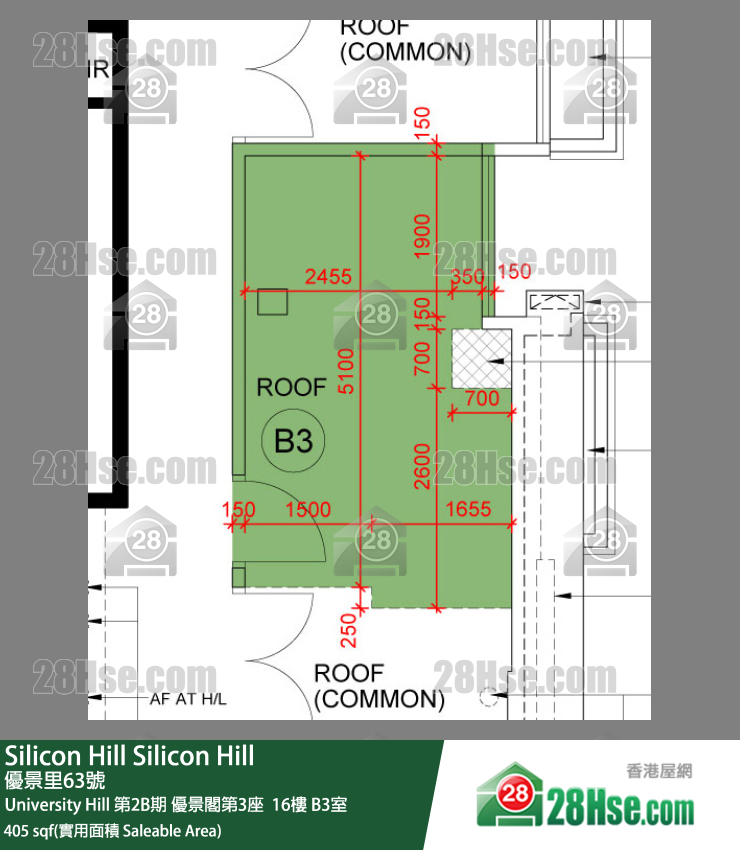 Silicon Hill University Hill 2B期 優景閣第3座  16樓 B3室 平面圖