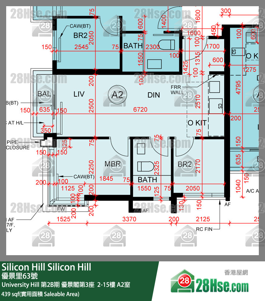 Silicon Hill, Flat A2, 6/F, Scenic Tower 3, Phase 2b FloorPlan