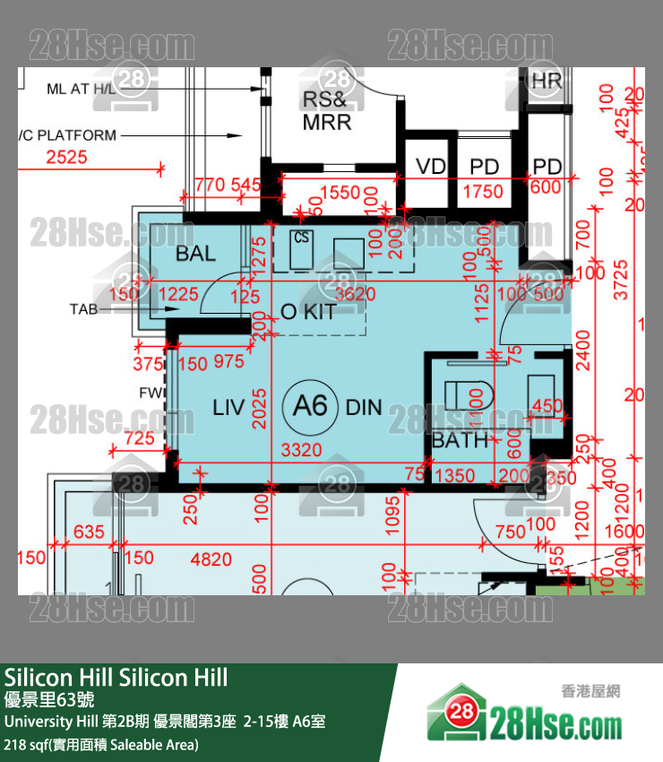 Silicon Hill, Flat A6, 6/F, Scenic Tower 3, Phase 2b FloorPlan
