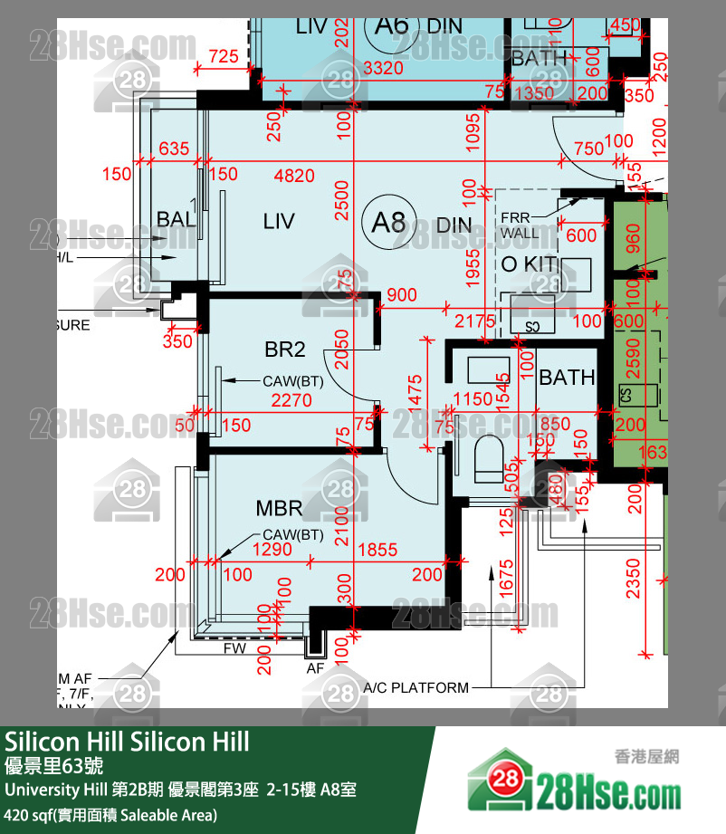 Silicon Hill, Flat A8, 7/F, Scenic Tower 3, Phase 2b FloorPlan