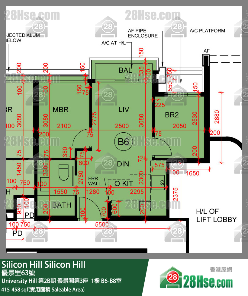 Silicon Hill University Hill 2B期 優景閣第3座  1樓 B8室 平面圖
