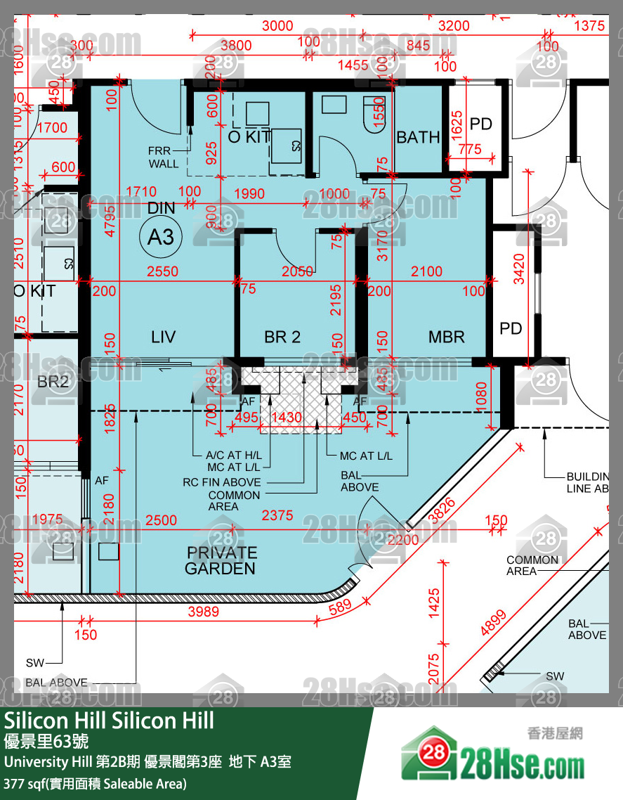 Silicon Hill University Hill 2B期 優景閣第3座  A3室 平面圖
