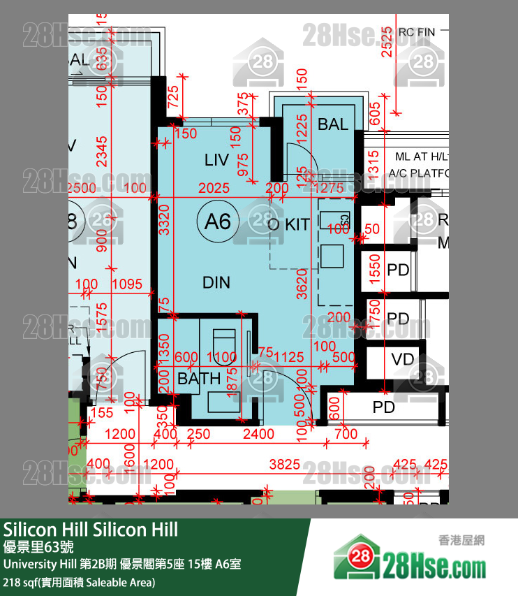 Silicon Hill University Hill 2B期 優景閣第5座 15樓 A6室 平面圖