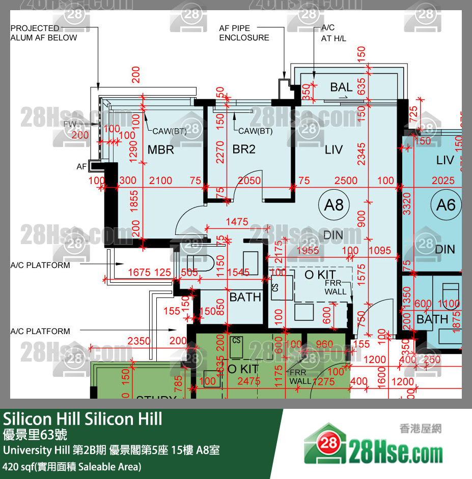 Silicon Hill University Hill 2B期 優景閣第5座 15樓 A8室 平面圖