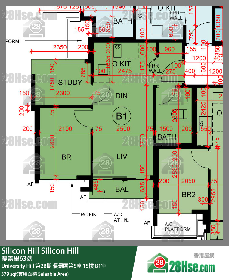 Silicon Hill University Hill 2B期 優景閣第5座 15樓 B1室 平面圖