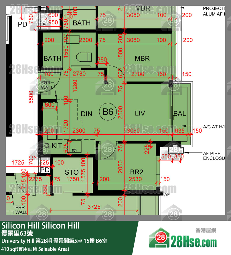 Silicon Hill University Hill 2B期 優景閣第5座 15樓 B6室 平面圖