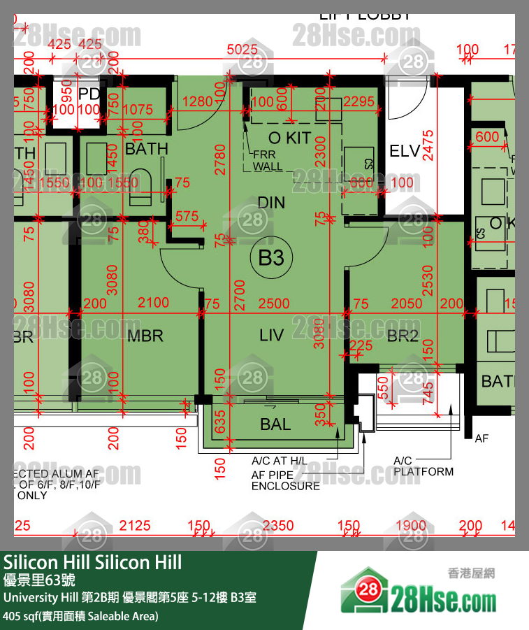 Silicon Hill, Flat B3, 12/F, Scenic Tower 5, Phase 2b FloorPlan