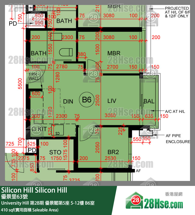 Silicon Hill University Hill 2B期 優景閣第5座 10樓 B6室 平面圖