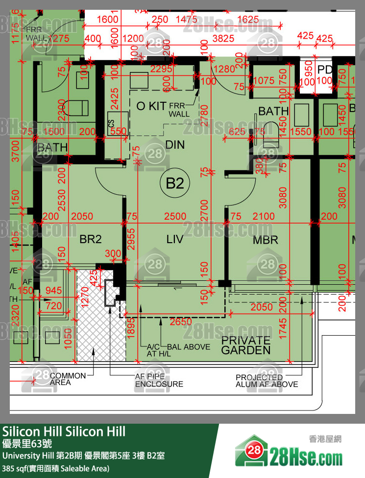 Silicon Hill University Hill 2B期 優景閣第5座 3樓 B2室 平面圖