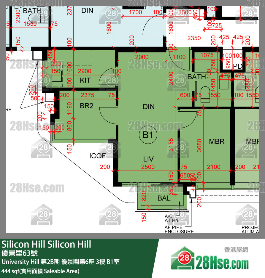 Silicon Hill University Hill 2B期 优景阁第6座 3楼 B1室 平面图