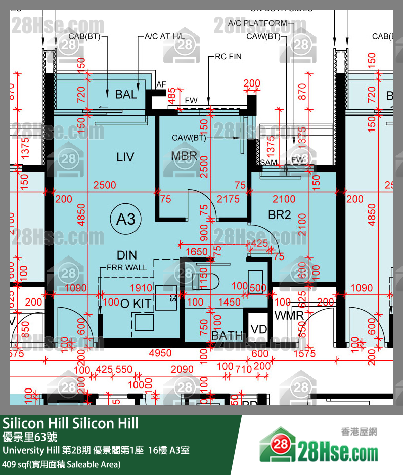 Silicon Hill, Flat A3, 16/F, Scenic Tower 1, Phase 2b FloorPlan