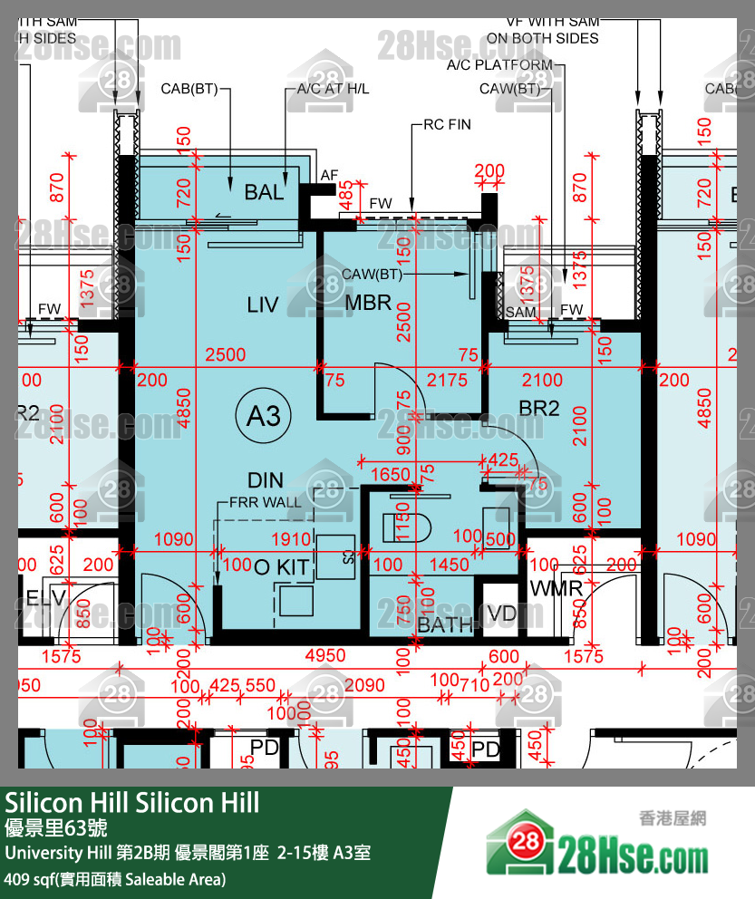Silicon Hill, Flat A3, 12/F, Scenic Tower 1, Phase 2b FloorPlan