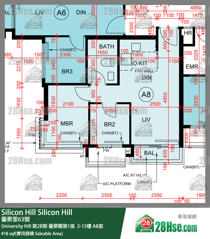 Silicon Hill, Flat A8, 6/F, Scenic Tower 1, Phase 2b FloorPlan