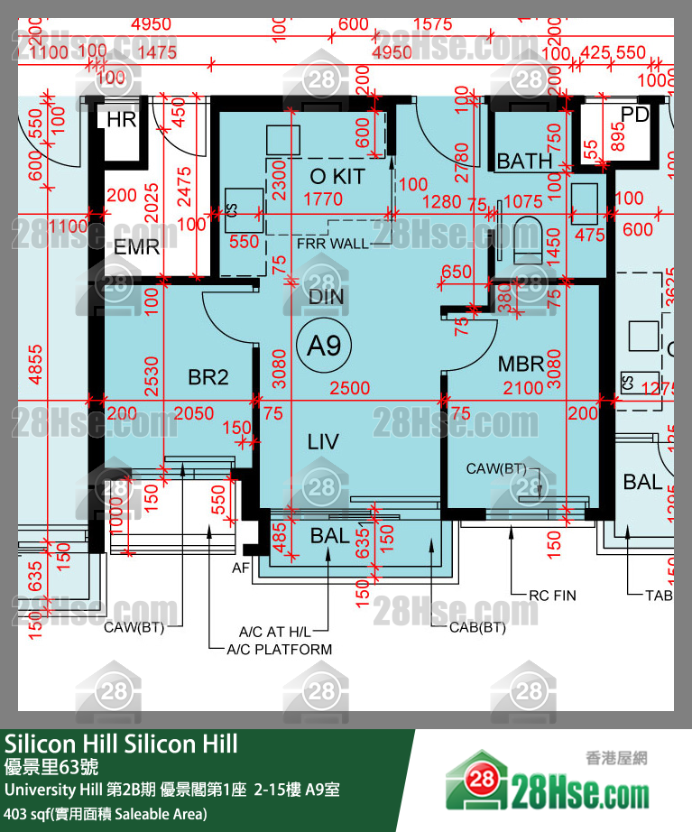 Silicon Hill, Flat A9, 3/F, Scenic Tower 1, Phase 2b FloorPlan