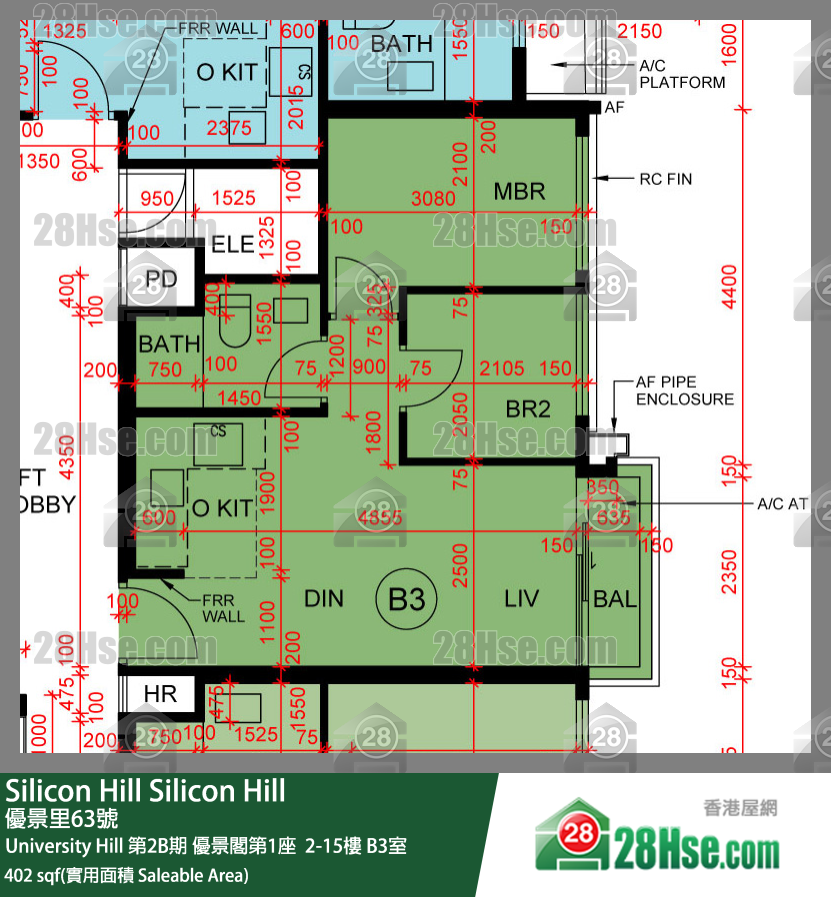 Silicon Hill, Flat B3, 9/F, Scenic Tower 1, Phase 2b FloorPlan