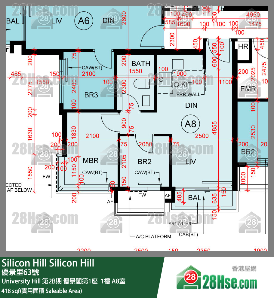 Silicon Hill, Flat A8, 1/F, Scenic Tower 1, Phase 2b FloorPlan