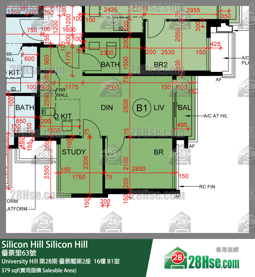 Silicon Hill University Hill 2B期 優景閣第2座  16樓 B1室 平面圖