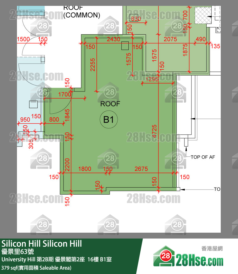 Silicon Hill University Hill 2B期 優景閣第2座  16樓 B1室 平面圖