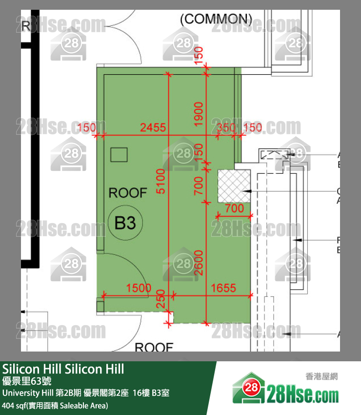 Silicon Hill University Hill 2B期 優景閣第2座  16樓 B3室 平面圖