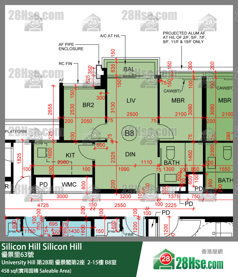 Silicon Hill, Flat B8, 11/F, Scenic Tower 2, Phase 2b FloorPlan