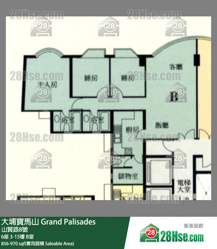 Grand Palisades,  Flat B, 8/f, Block 6 FloorPlan