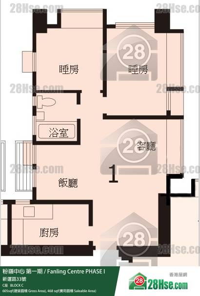 粉岭中心 第一期 C座 27楼 1室 平面图 粉岭中心 第一期 C座 27楼 1室 平面图