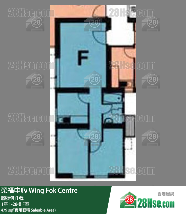 Wing Fok Centre,  Flat F, 13/f, Tower 1 FloorPlan
