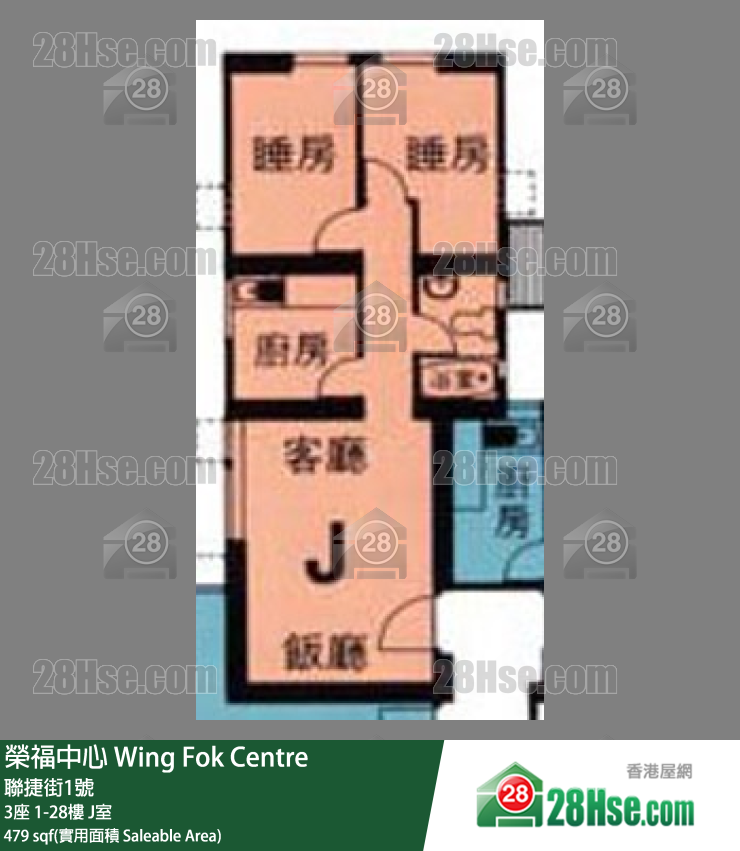 榮福中心 3座3樓 J室 平面圖