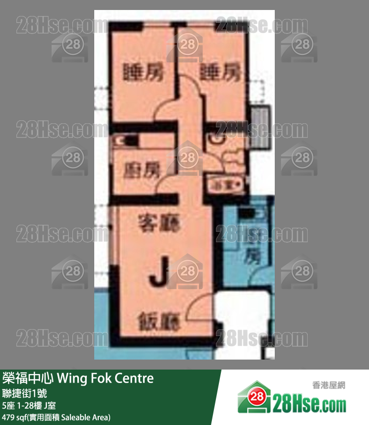 榮福中心 5座28樓 J室 平面圖