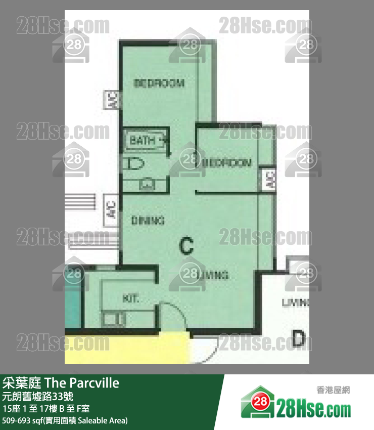 采叶庭 15座 17楼 F室 平面图