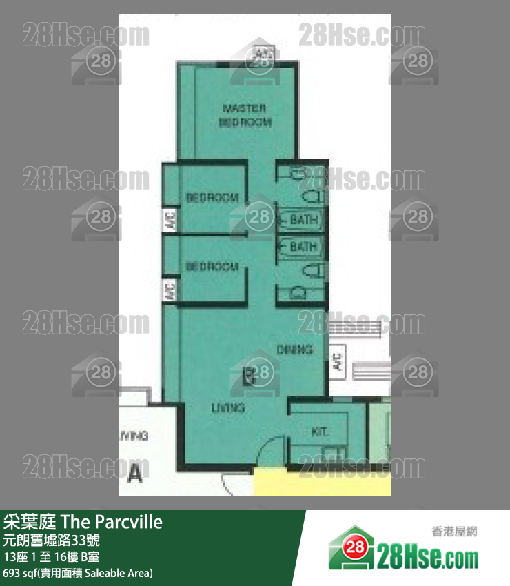 采叶庭 13座16楼 B室 平面图