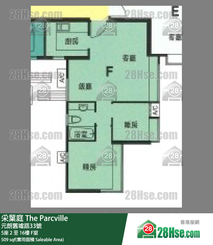 采叶庭 5座 16楼 F室 平面图