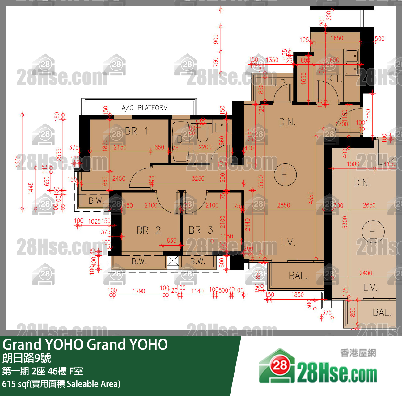Grand YOHO 第一期2座46楼 F室 平面图