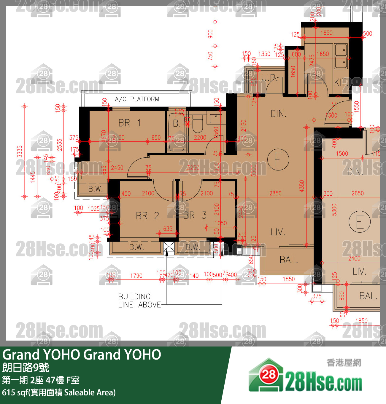 Grand YOHO 第一期 2座 47楼 F室 平面图