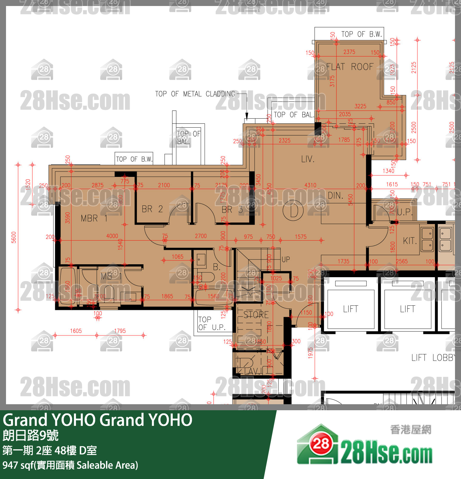 Grand YOHO 第一期2座48樓 D室 平面圖