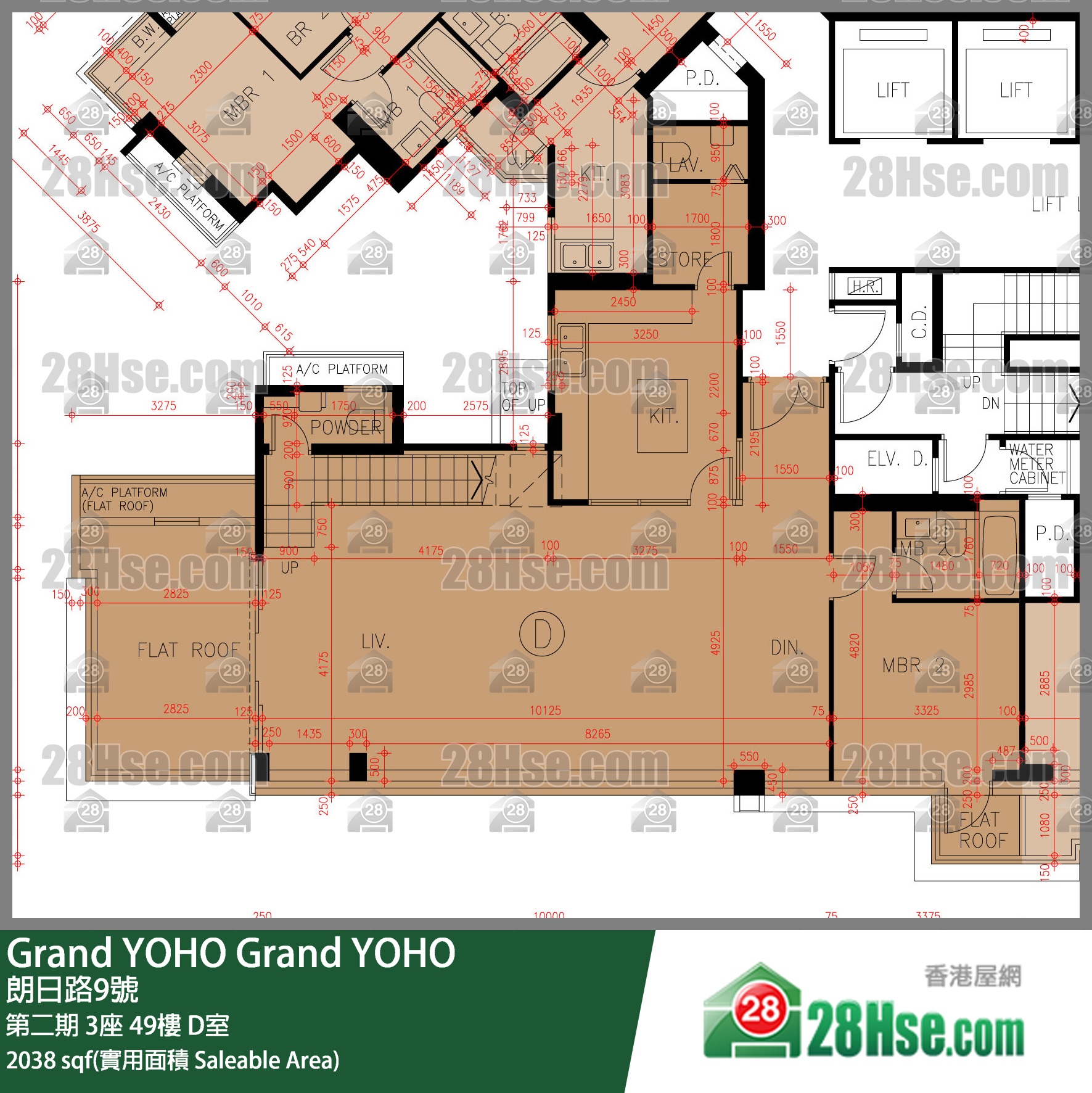 Grand YOHO 第二期 3座 49楼 D室 平面图