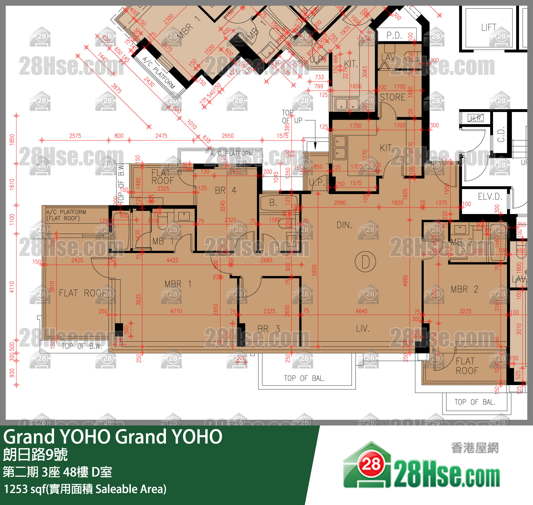 Grand YOHO 第二期3座48楼 D室 平面图