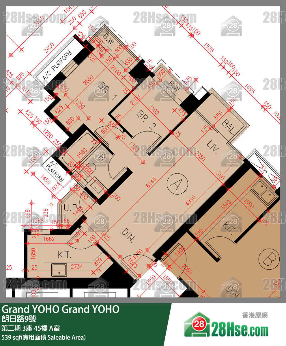 Grand YOHO 第二期 3座 45楼 A室 平面图