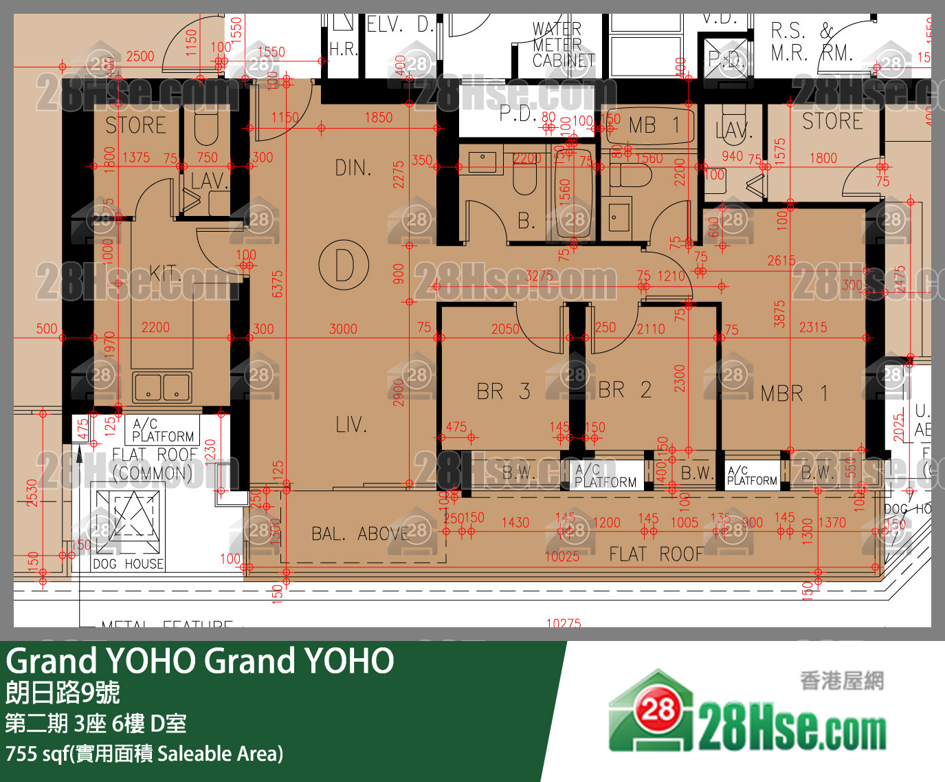 Grand YOHO 第二期 3座 6楼 D室 平面图