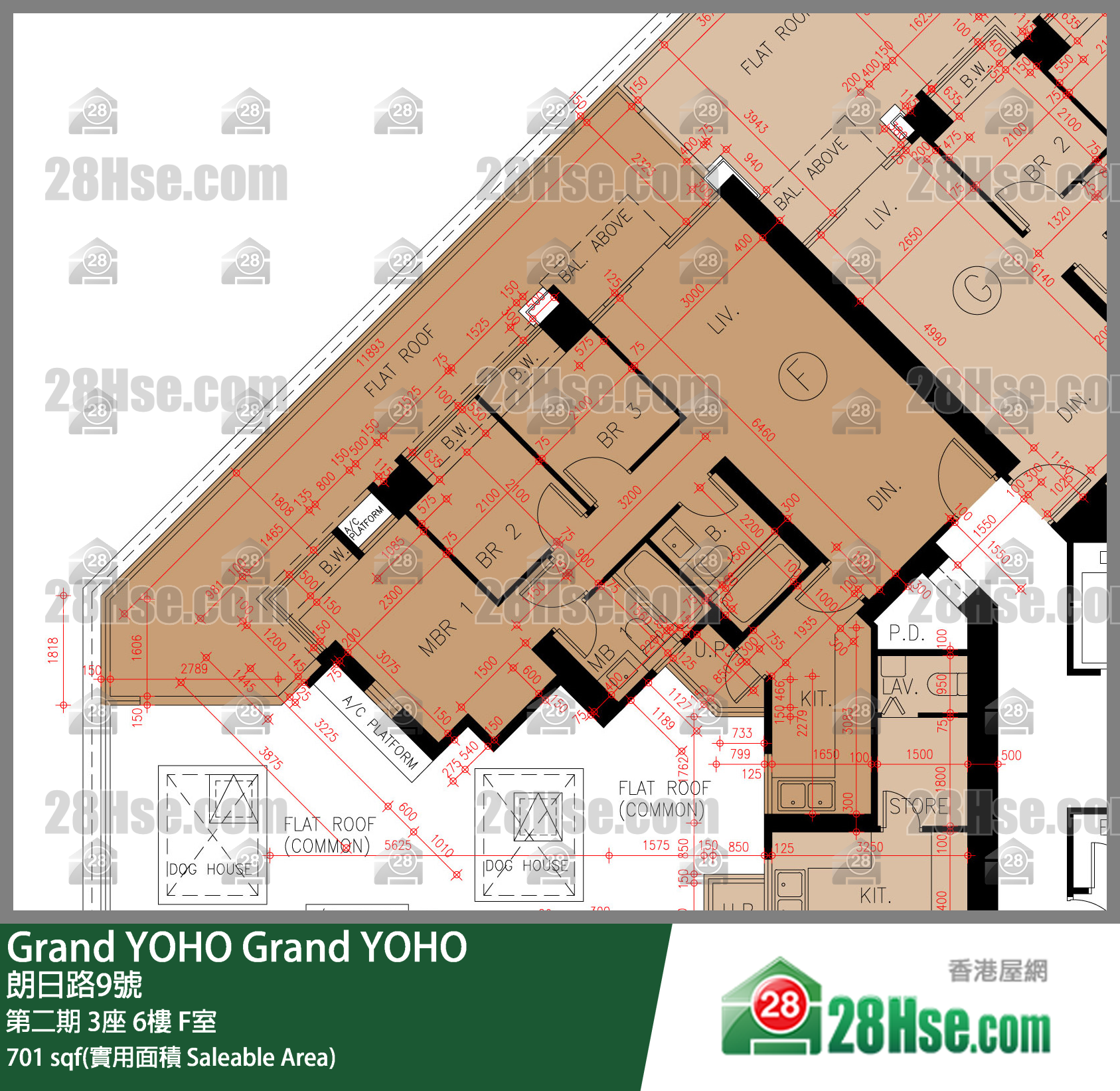 Grand YOHO 第二期 3座 6楼 F室 平面图