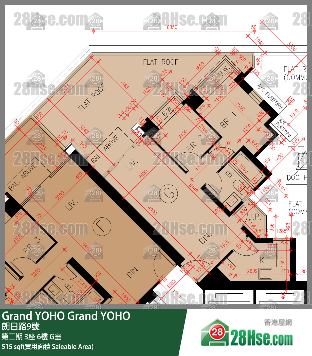 Grand YOHO 第二期3座6楼 G室 平面图