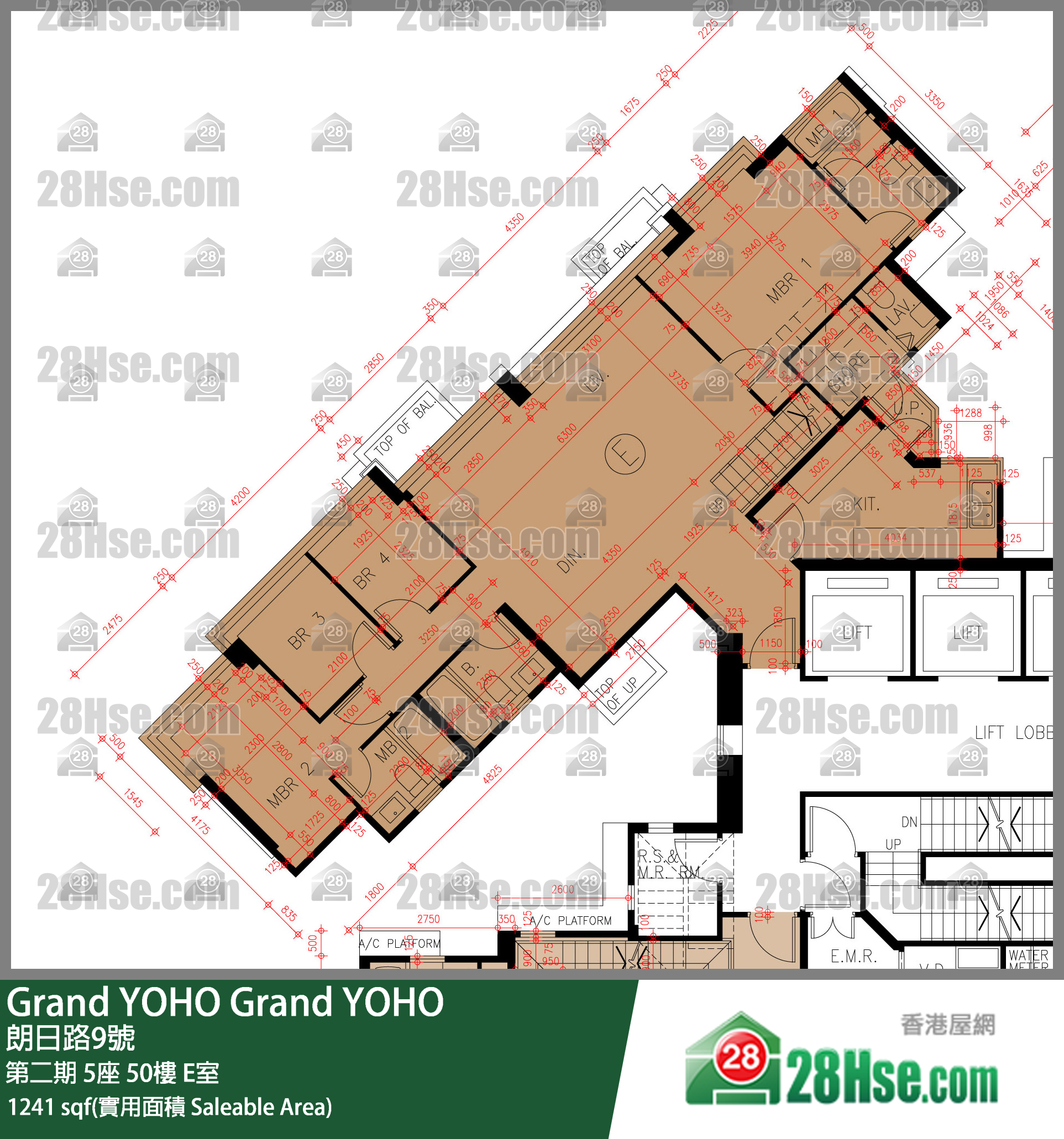 Grand YOHO 第二期 5座 50楼 E室 平面图