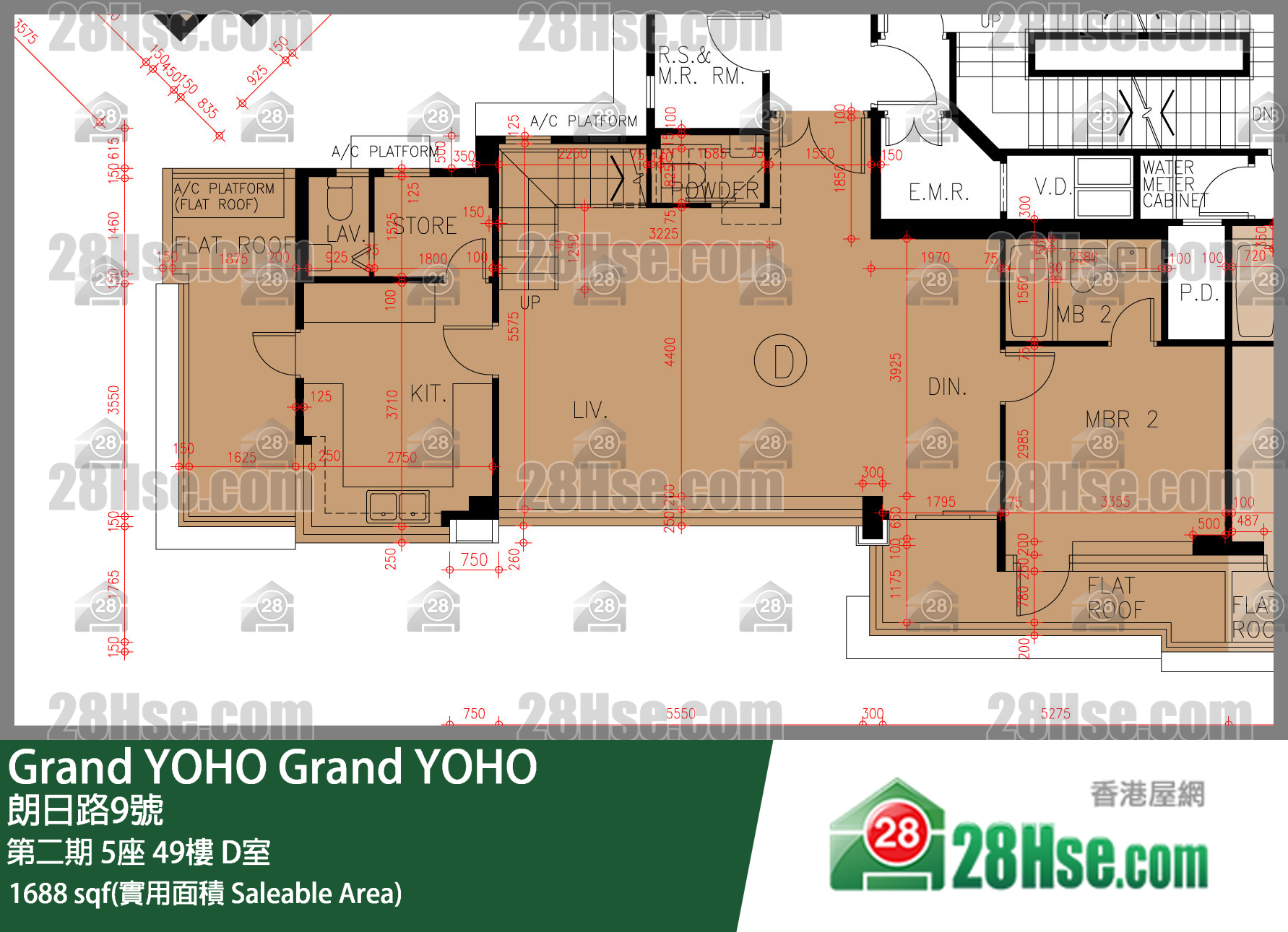 Grand YOHO 第二期5座49楼 D室 平面图