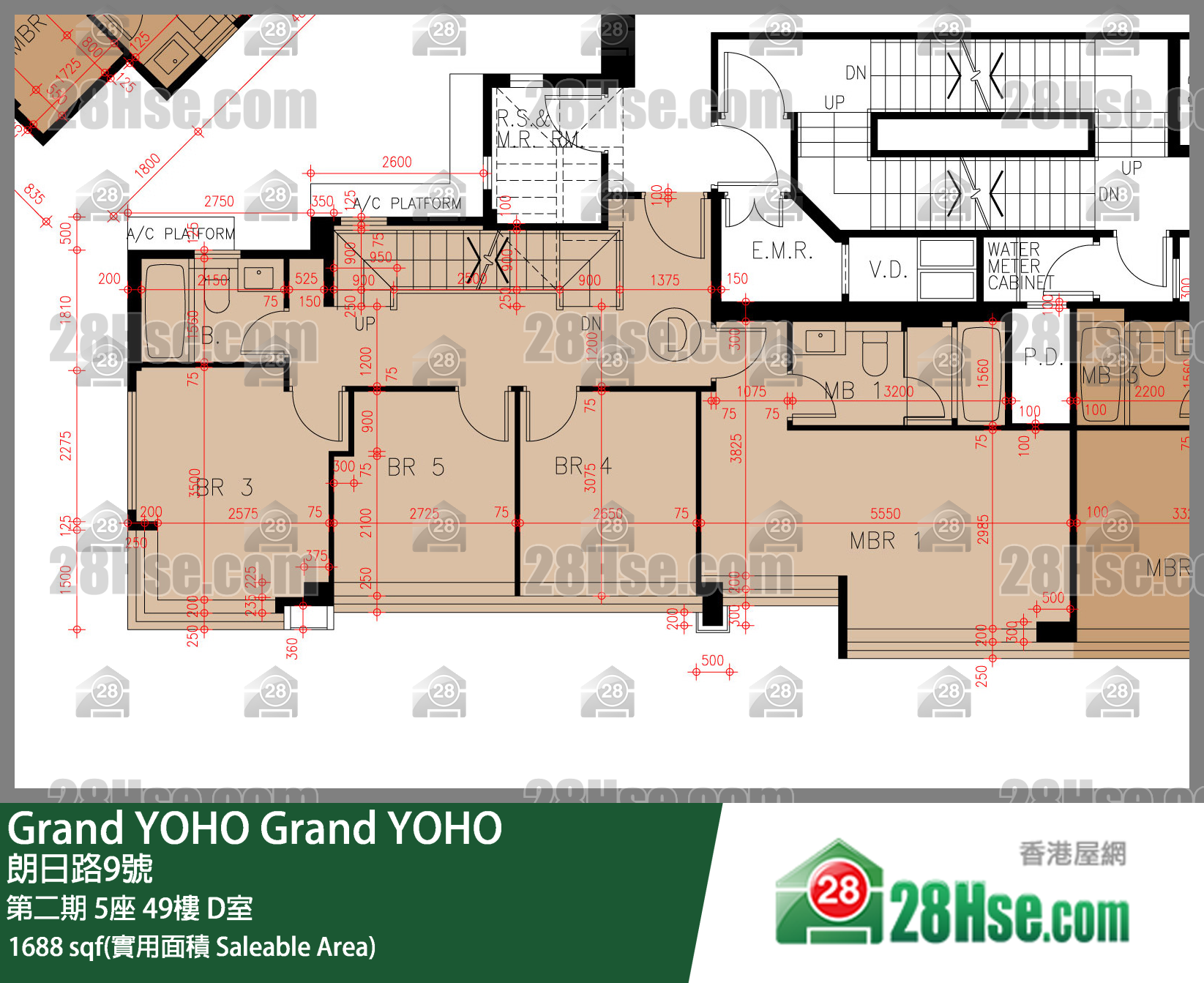 Grand YOHO 第二期5座49楼 D室 平面图